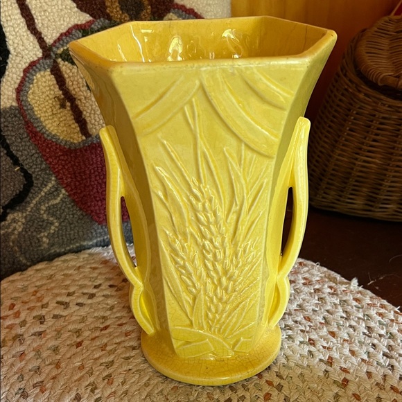Yellow McCoy Vase with Wheat Design - Picture 1 of 6